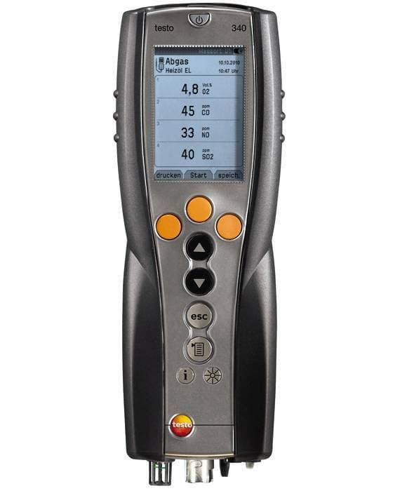 Газоанализатор testo 340 стандартный 3-х сенсорный комплект без зонда (O2, CO, NO).