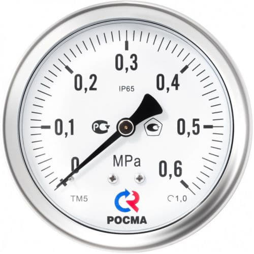 Манометр ТМ-521ТЭ.00 (0-0,6MPa) M20x1.5.1,0 (с гидрозаполнением)