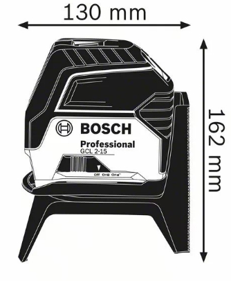 Габаритные размеры лазерного уровня GCL 2-50 + RM1 + BM3 + кейс Bosch