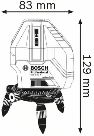 Габаритные размеры лазерного уровня Bosch GLL 5-50 X Габаритные размеры лазерного уровня Bosch GLL 5-50 X